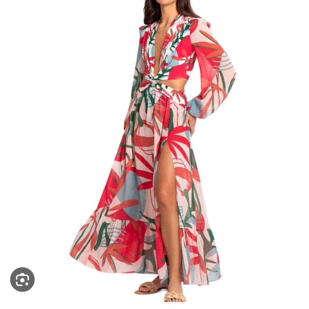 Patbo PatBO -Rio Print Plunge Maxi Dress